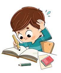 Niño estudiando con estrés y preocupado - Ilustraciones de Cuentos  Infantiles Dibustock. Expertos en Ilustración